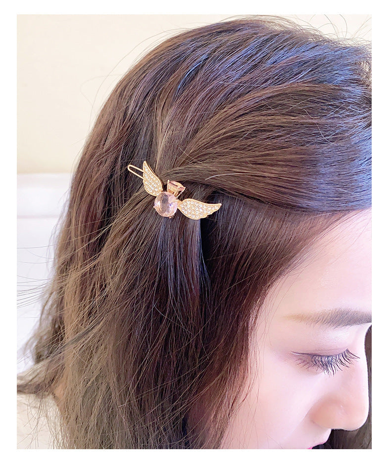 Best Nice Alloy Angel Wings Crystal Hair Clip