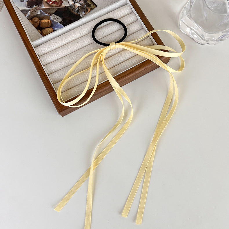 Simple Color Bow Headband Hair Band Tassel Hair Ring