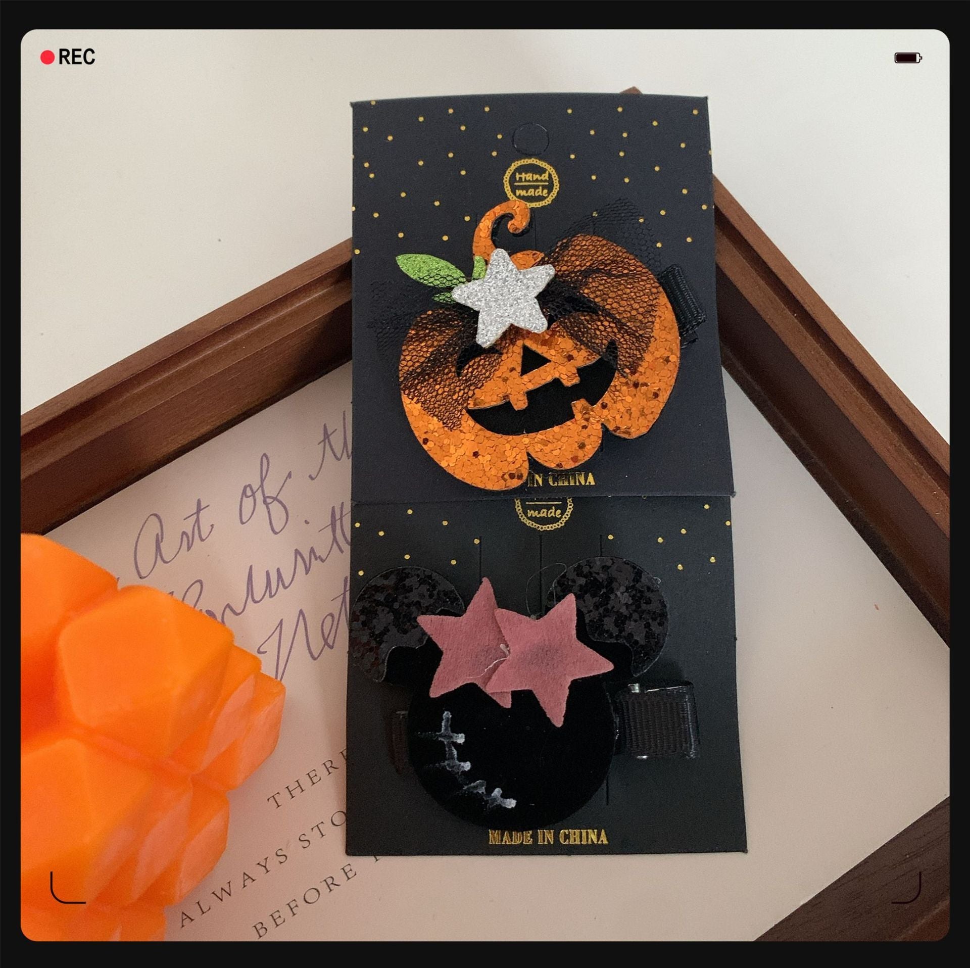 Children's Pumpkin Skull Barrettes Halloween Bat Barrettes