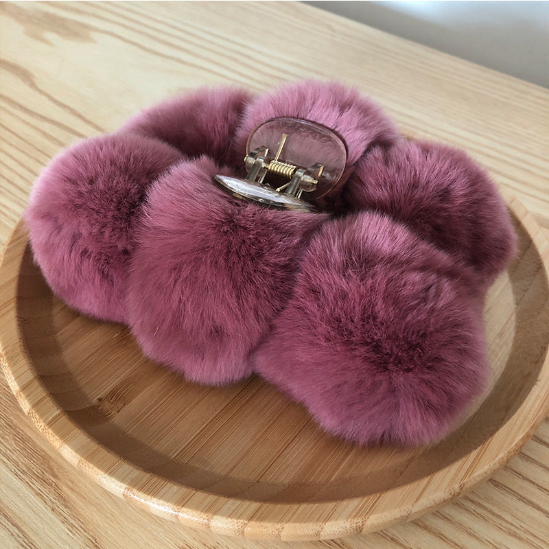 PINRex Rabbit Hair Ball Clip Large Hairpin Headwear