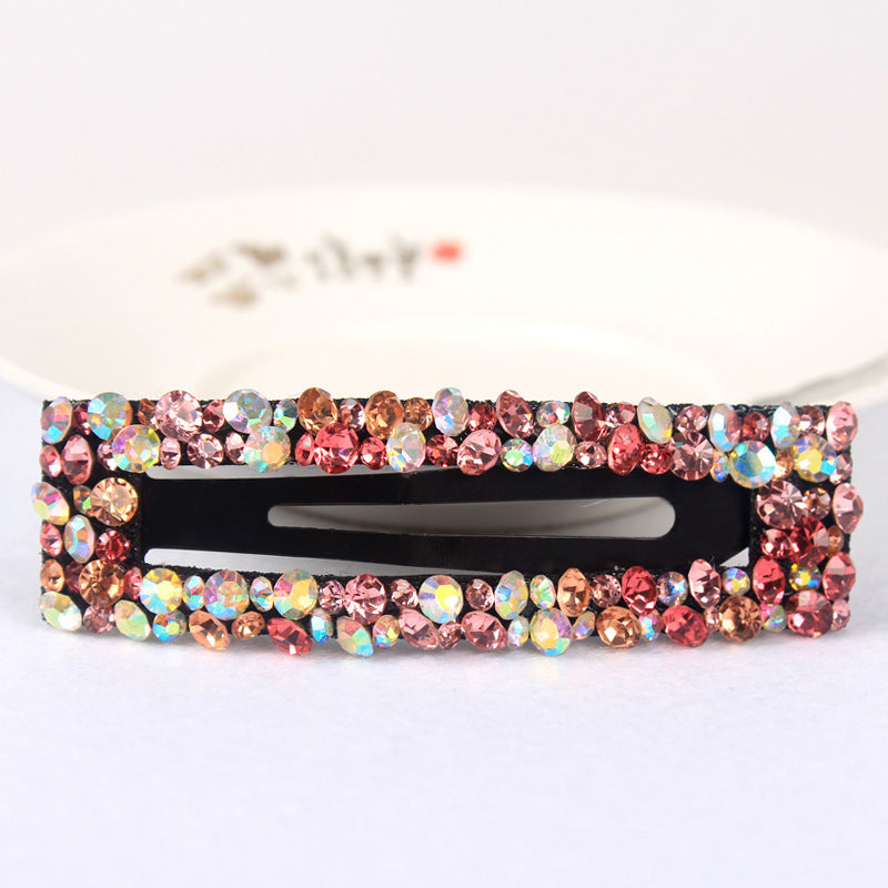 Diamond Colorful Crystals Rectangular BB Clip Break Hair Side Bang Clip