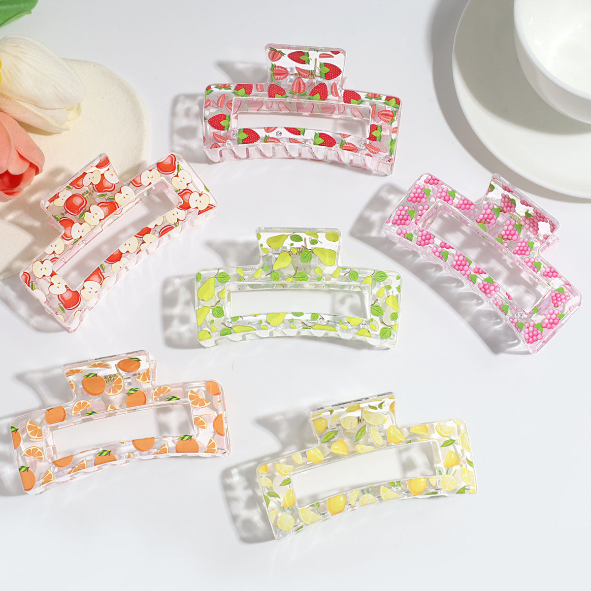 Transparent Fruit Grip Simple Commute All-match Updo Hairclip