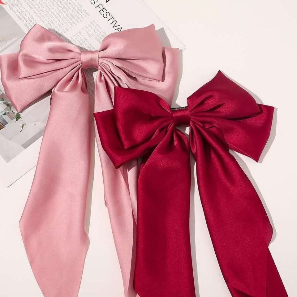 Bow Ribbon Hairpin Simple Retro Fabric Back Head Spring Clip Women's Hair Accessories