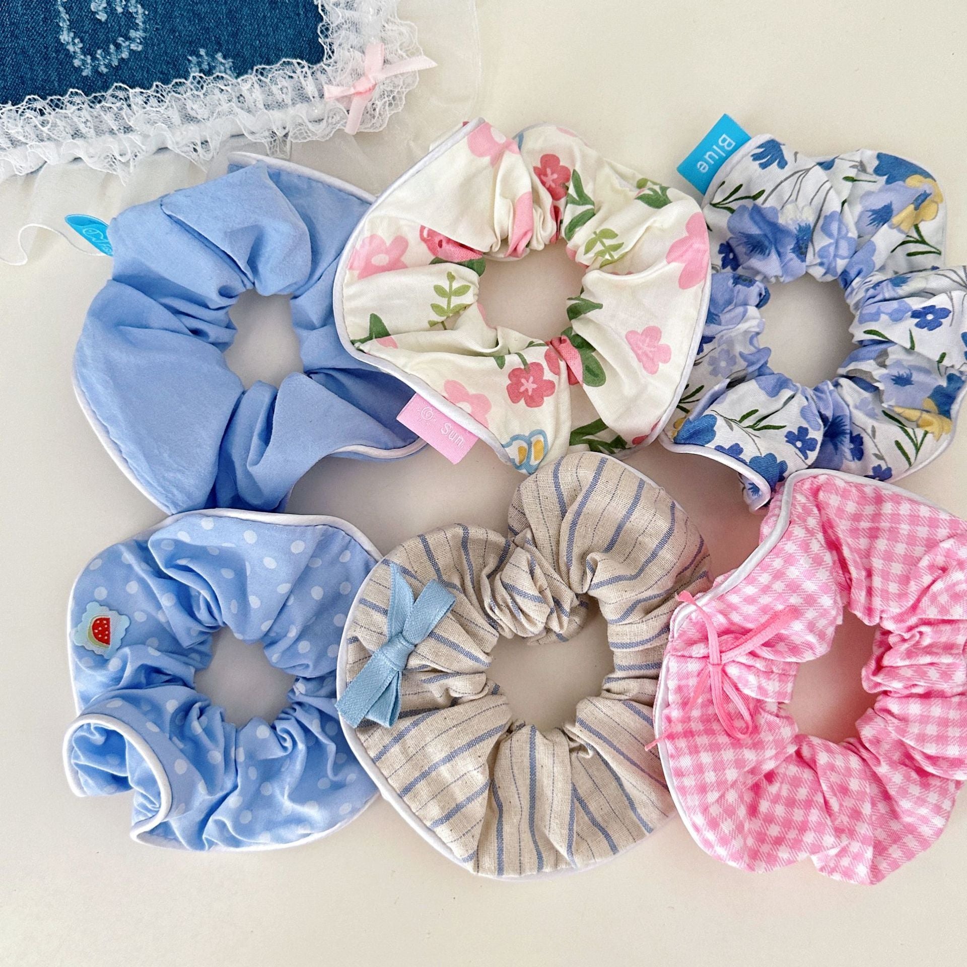 Sweet Floral Plaid Large Intestine Hair Ring Stripe Hair Ring Hair Rope Hair Accessories