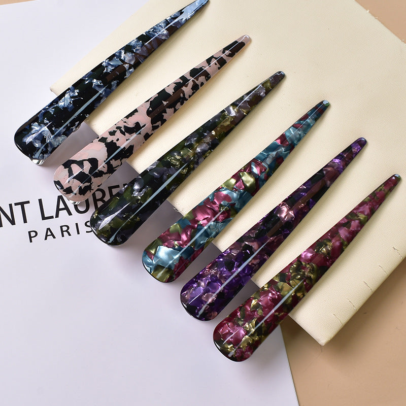 Best Ornament Korean Style Acrylic Barrettes Tweezers Large Ox Horn Hairpin French Version Grip