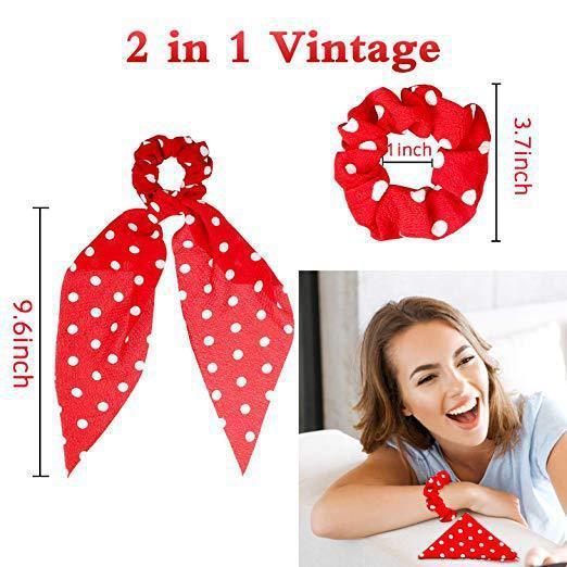 Long Women's Pinched Ponytail Ribbon Headdress Flower