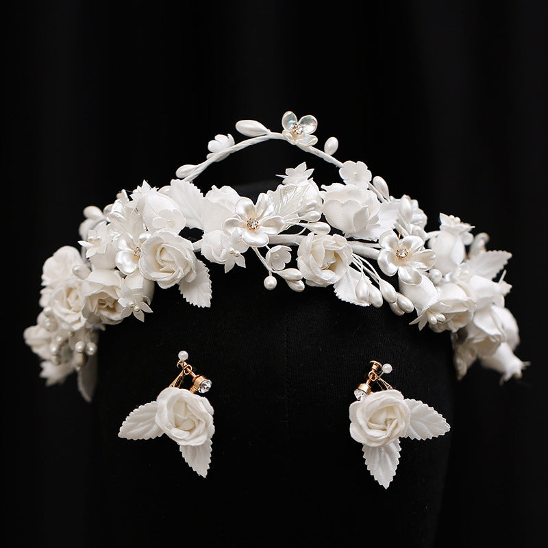 White Rose Bud Hair Hoop Ear Clip