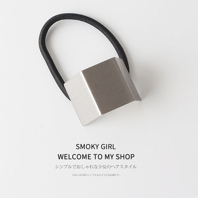 European And American Ins Cold Style Geometric Metal Brushed Hollow Hair Ring