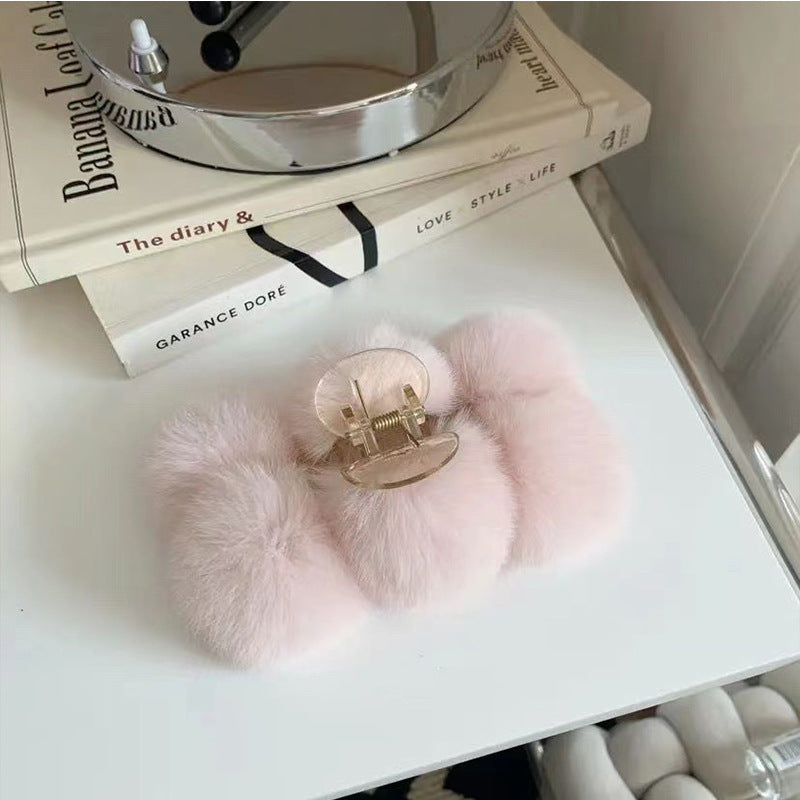 PINRex Rabbit Hair Ball Clip Large Hairpin Headwear