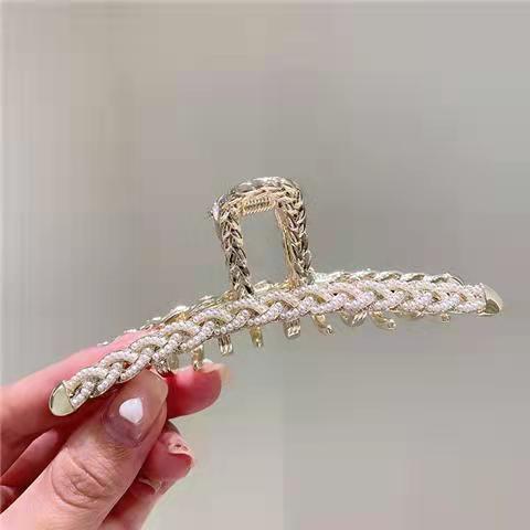 Temperament And Fully-jewelled Bear Large Grip Ponytail Hair Claw Girl Headdress Hairpin Shark Clip Korean Online Red Hair Ornament