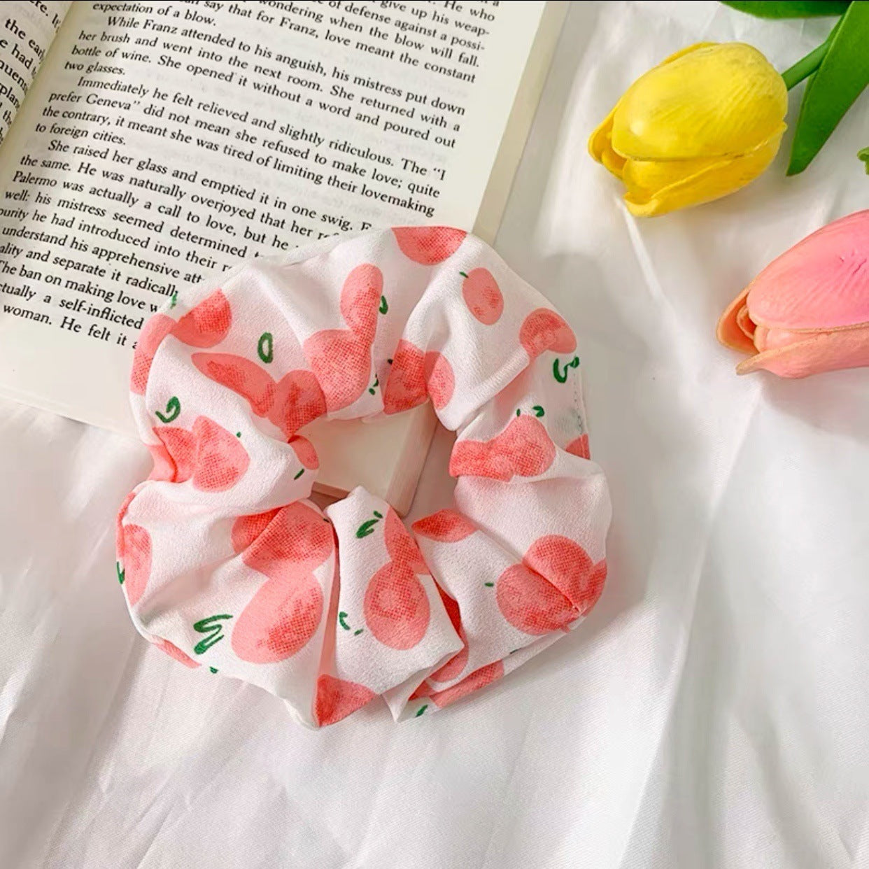 Korean Fruit Pig Large Intestine Hair Ring Organza Cute Japanese Rubber Band Female Tie