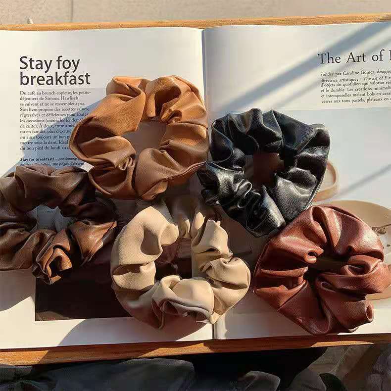 New Style Simple Temperament Pu Leather Large Intestine Hair Ring