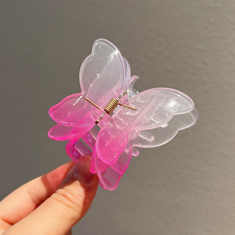 Gradient Color Double Butterfly Frosted Hair Clip