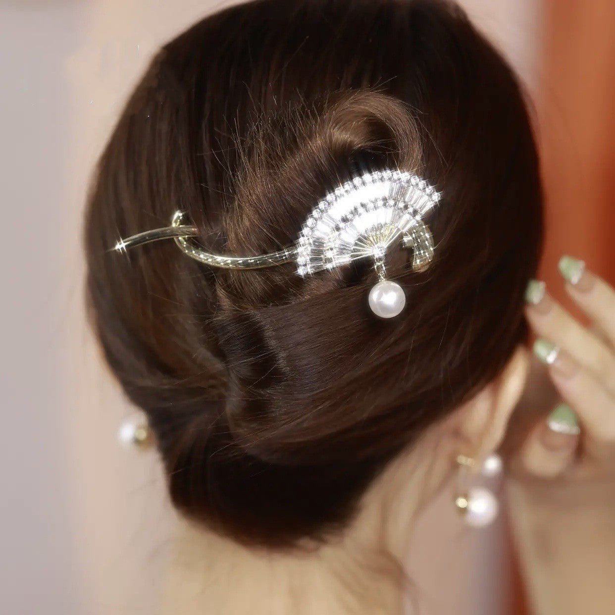 Alloy Zircon Hair Accessories Fan Tear Drop Twister  Hair Clip