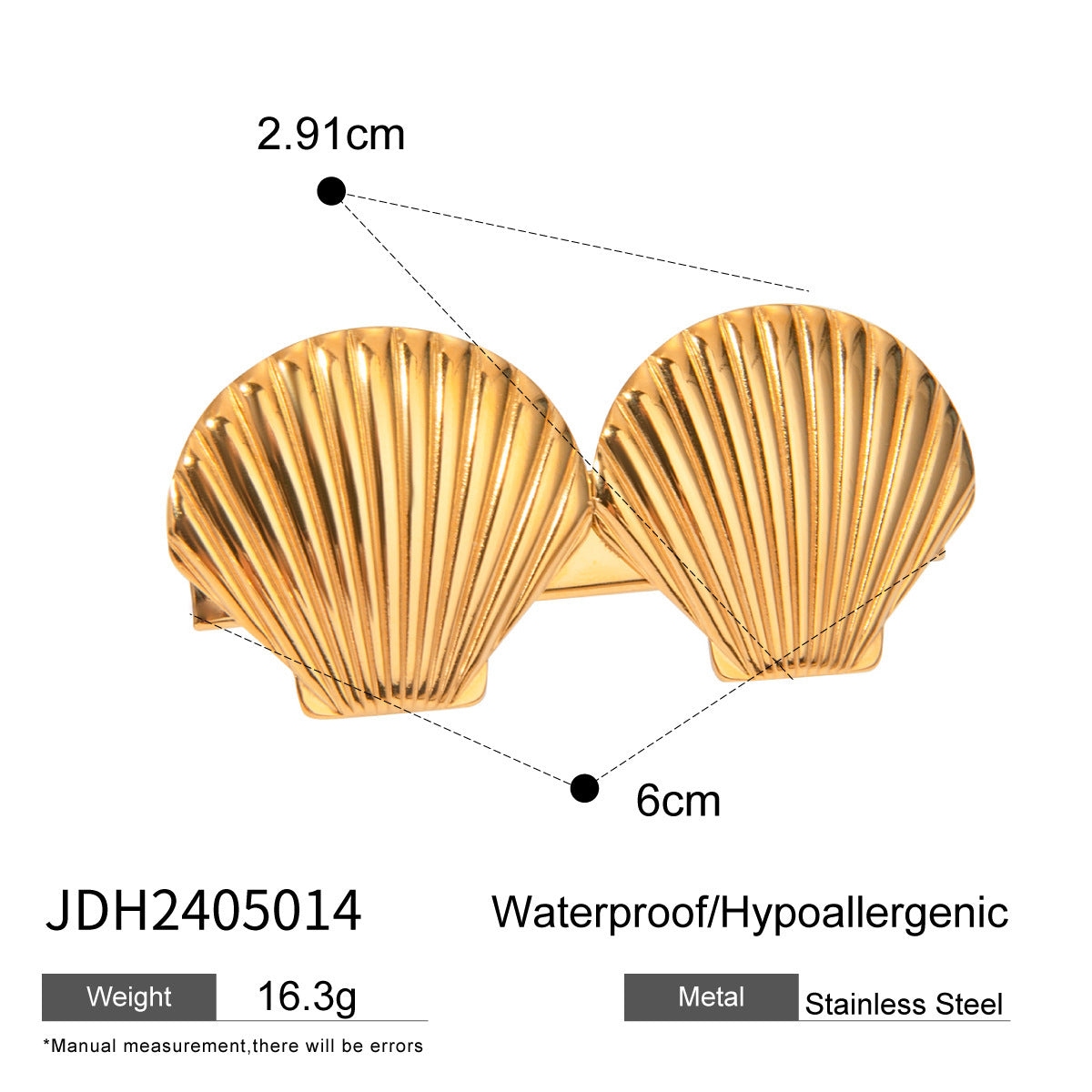 18K Gold Stainless Steel Double Bow Barrettes Women