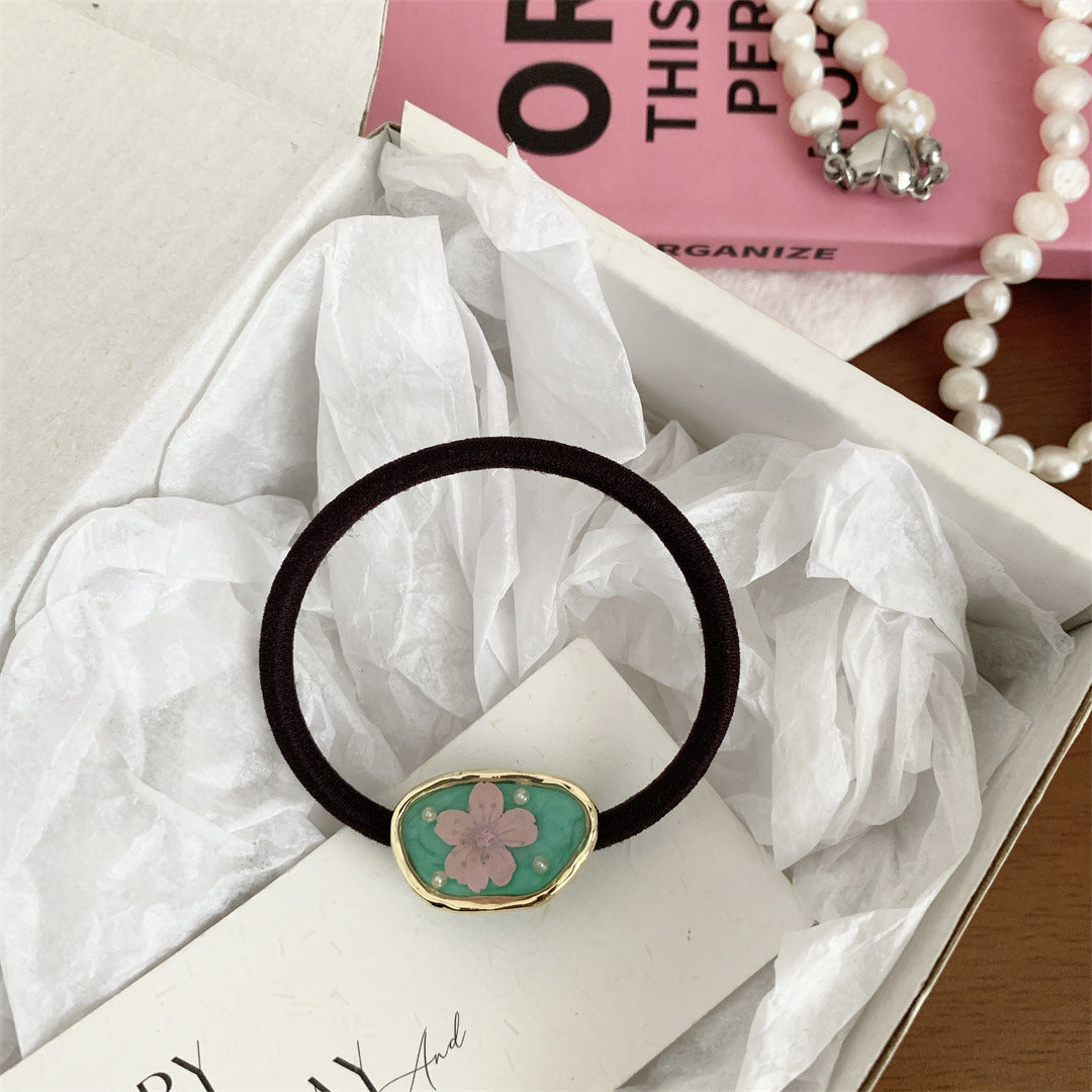 Sweet Dripping Oil Eternal Flower Hair Ring Niche