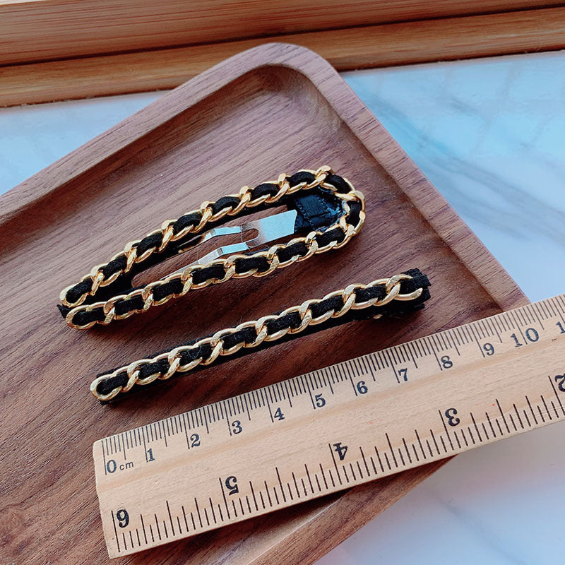 Geometric Metal Chain Barrettes Handmade