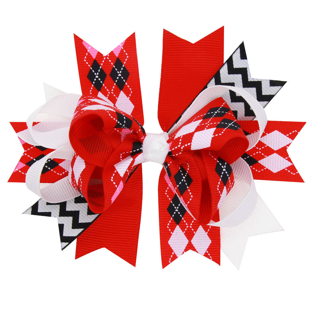 Children's Bow Hair Accessories Colorblock Bound Hair Clip