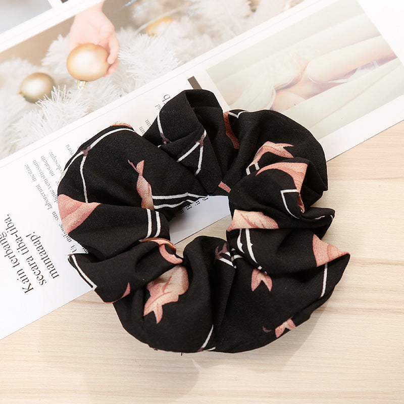 Floral Flamingo Large Intestine Hair Ring Cloth Headdress Flower Chiffon