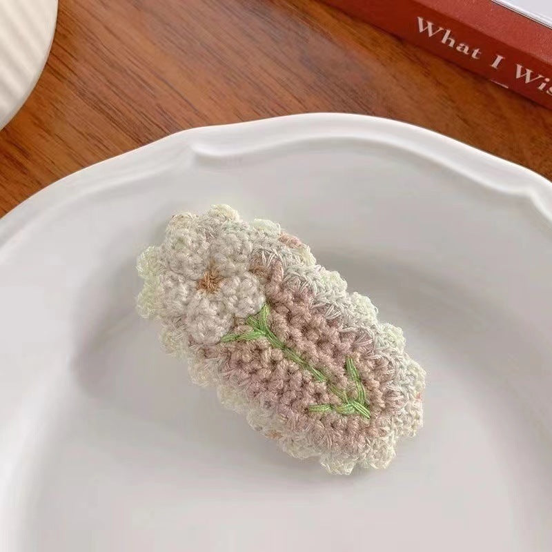 Versatile Knitted Yarn Sweet Flower Hair Clip