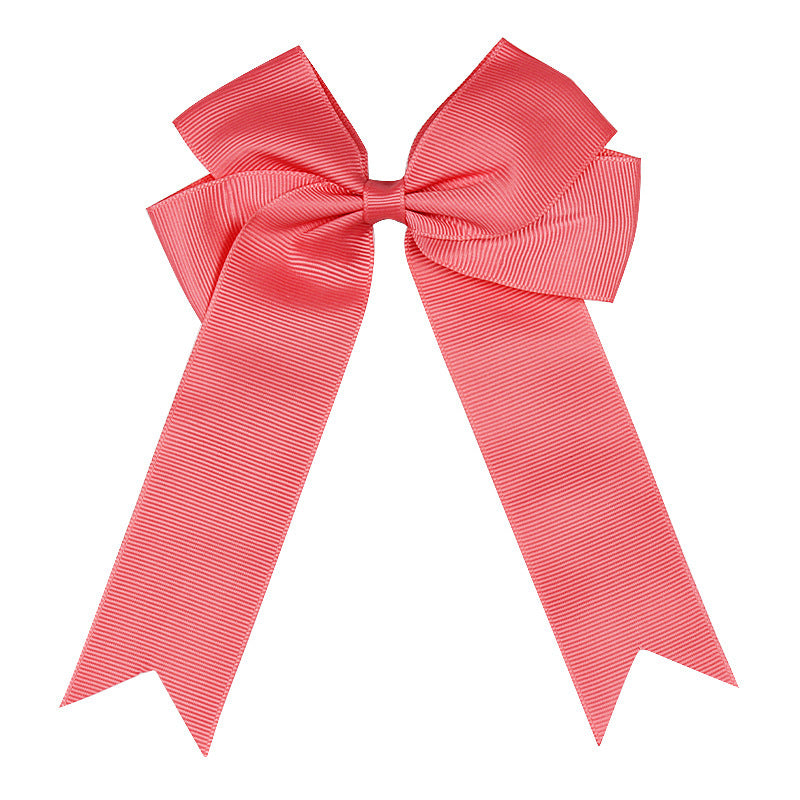 Handmade Long Floating Tail Solid Color Bow Children Barrettes