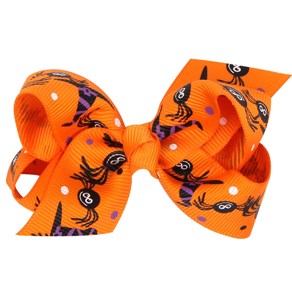 Children's Fashion Halloween Cartoon Print Bow Barrettes