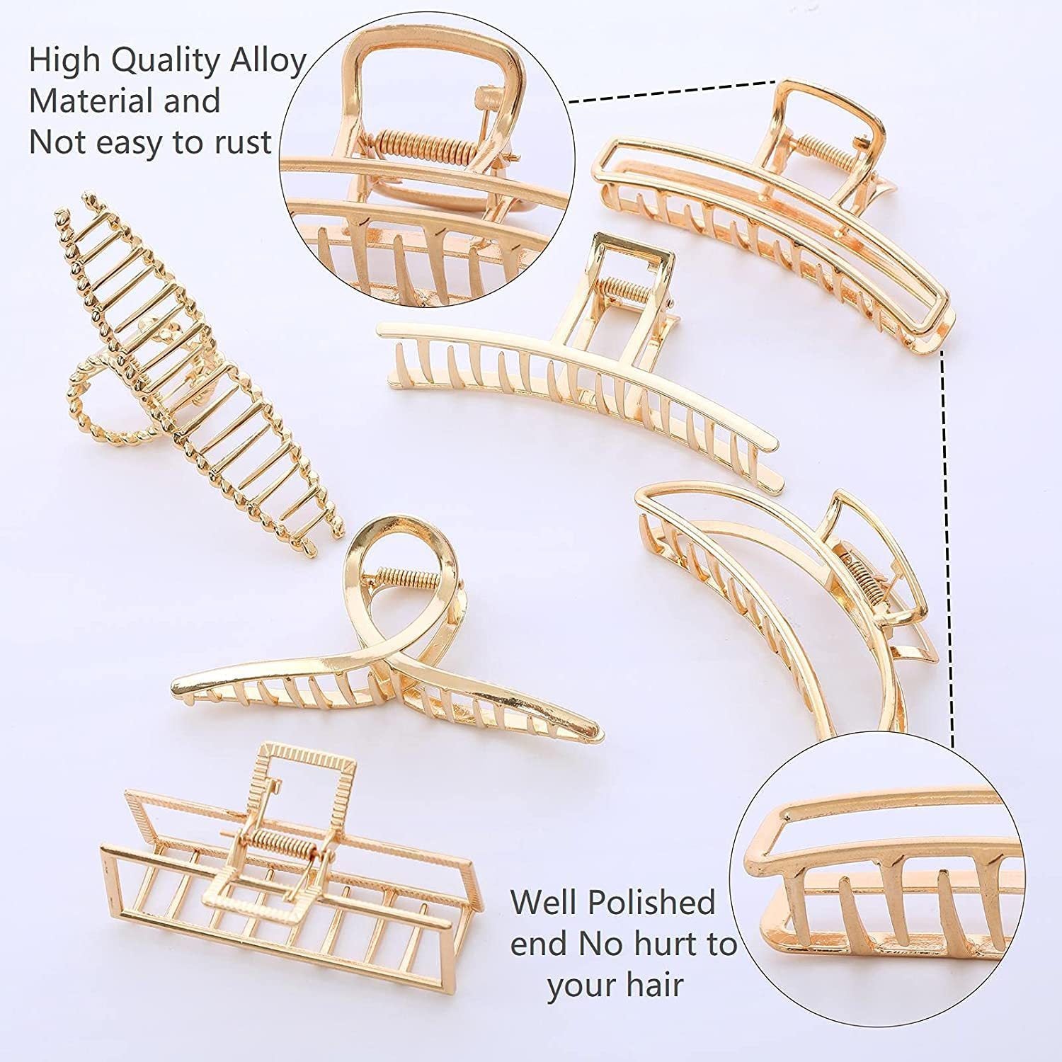 6-piece Gold Barrettes Alloy Women's Back Head Hair Clip