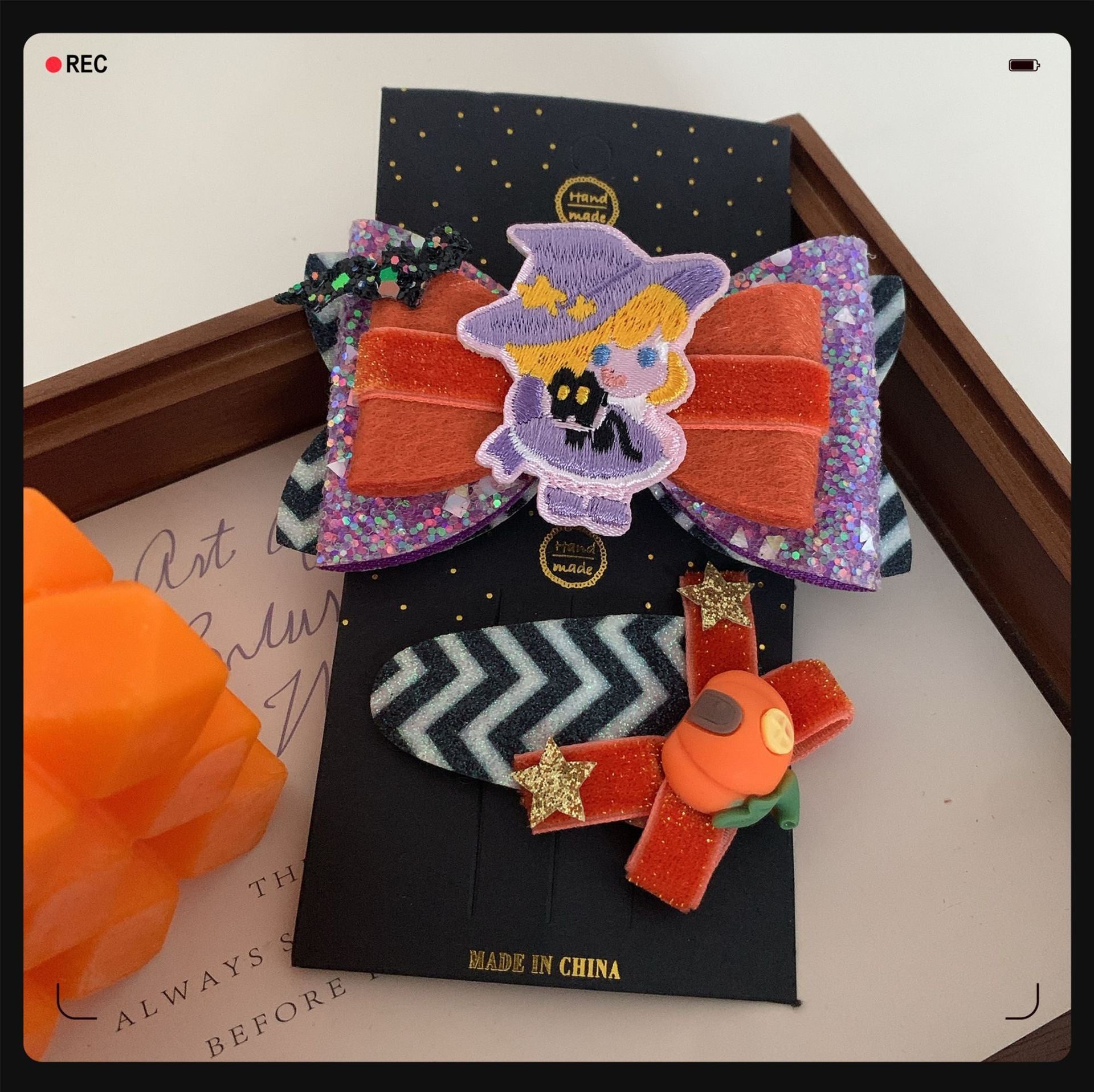Children's Pumpkin Skull Barrettes Halloween Bat Barrettes