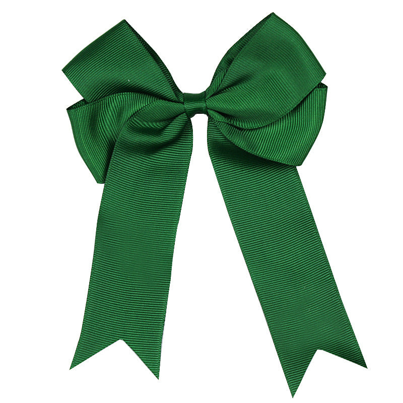 Handmade Long Floating Tail Solid Color Bow Children Barrettes