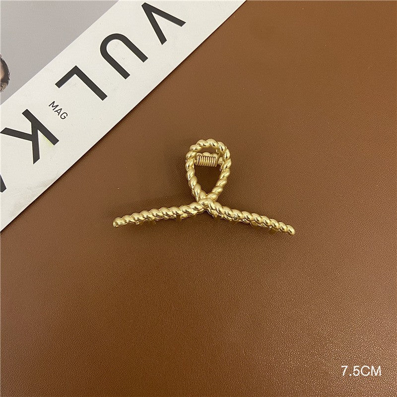 Large Metal Grab Clip Back Head Pan Hair Elegant Gold Headdress Female