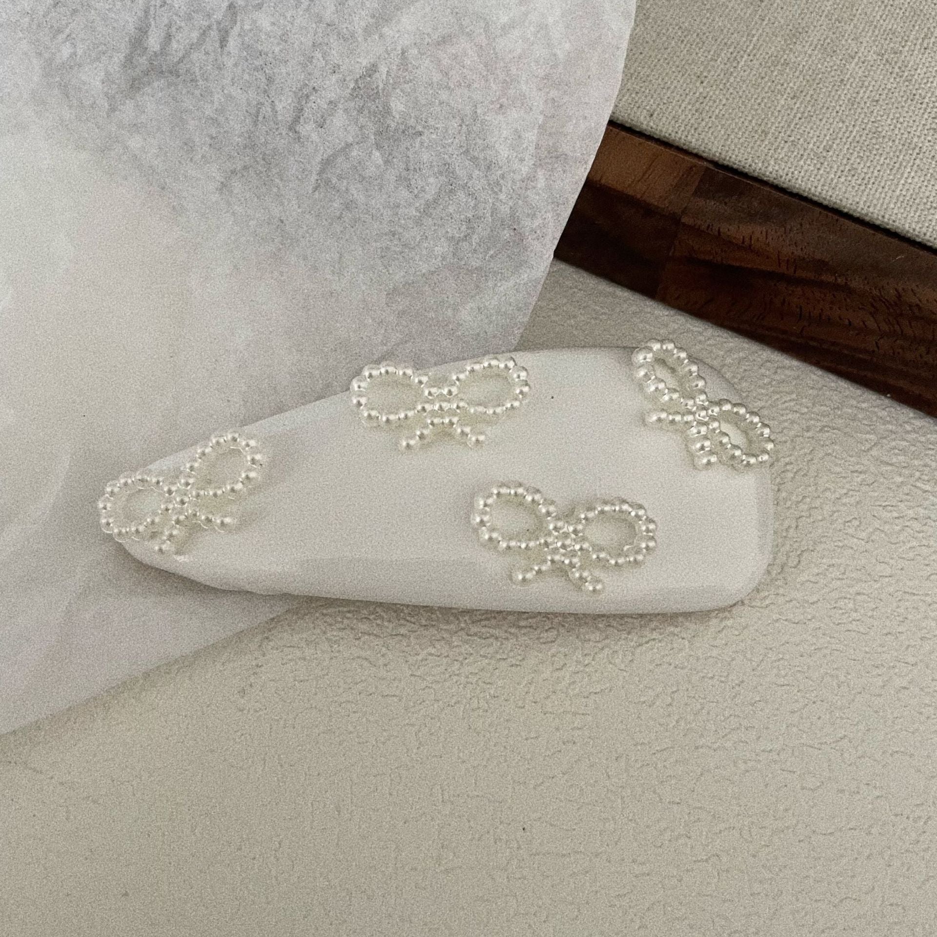 Leather Pearl Barrettes Women's Bow