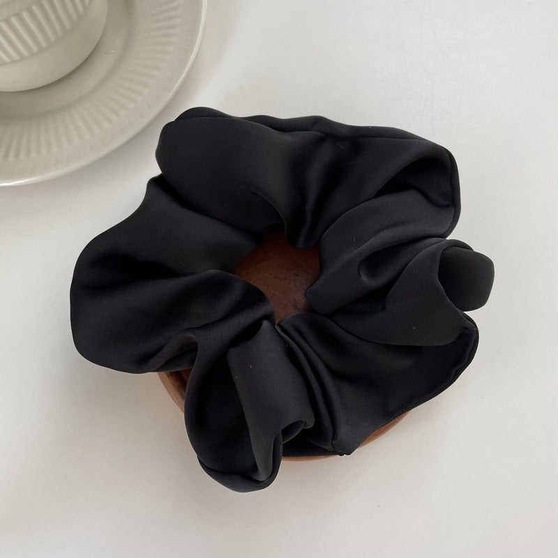 Cream Texture Silky Satin French Black Large Intestine Hair Ring