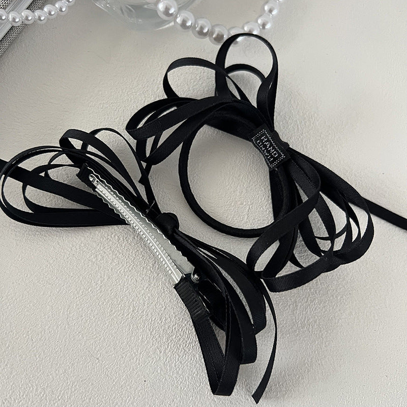 Ribbon Bow Duckbill Clip French Retro High Sense Back Head Topknot Hair Clip