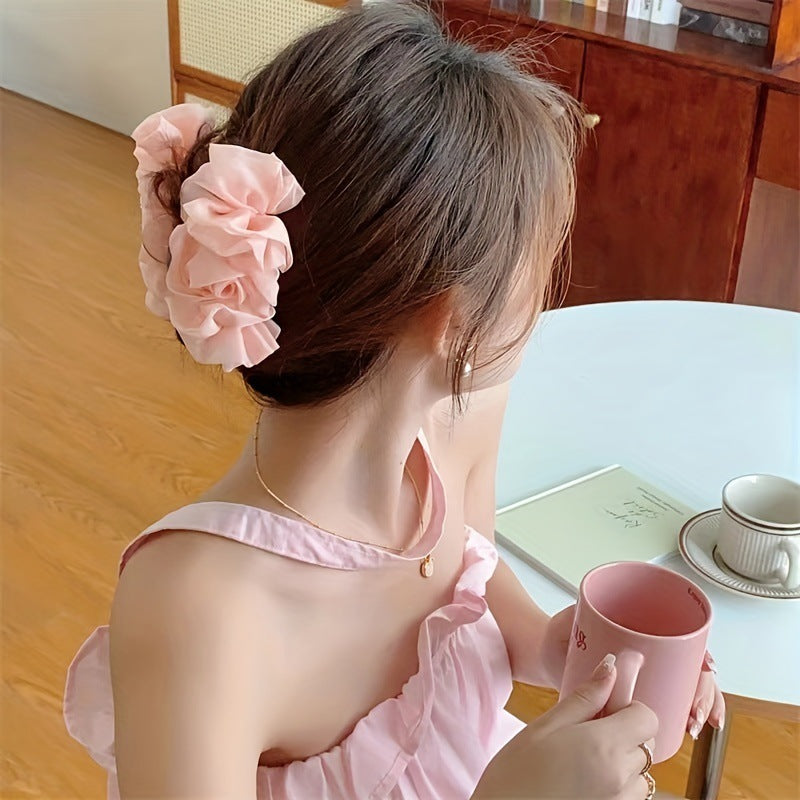 Chiffon Bow Barrettes Back Head Updo Hair Claw