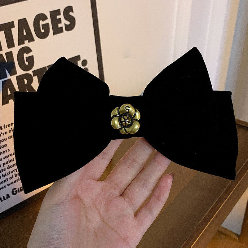 Vintage Velvet Rose Bow Hair Clip