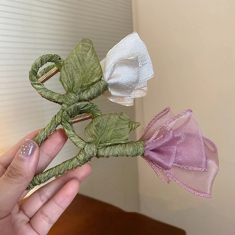 Tulip Flower Hair Clip Korean Style Sweet Back Head