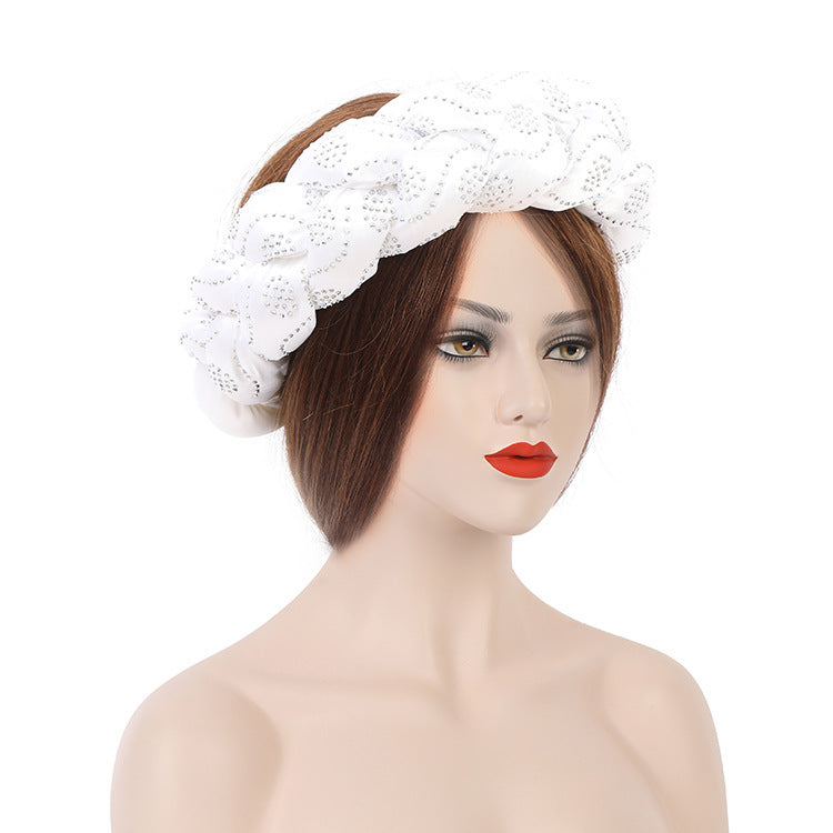 Satin Multicolor Perm Drill New Twist Braid Hairband Hair Ring
