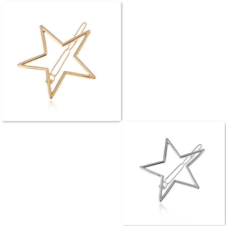 Women's Fashion Glossy Hollow Five-pointed Star Alloy Hair Clip