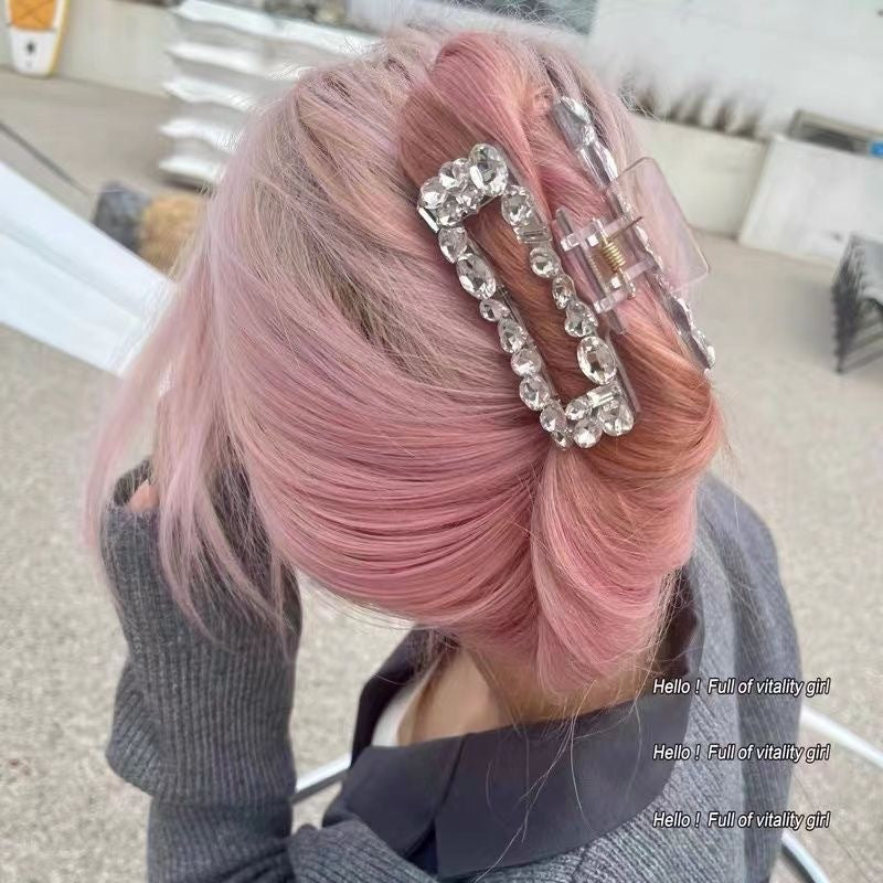 Transparent Rhinestone Grip Back Head Shark Barrettes