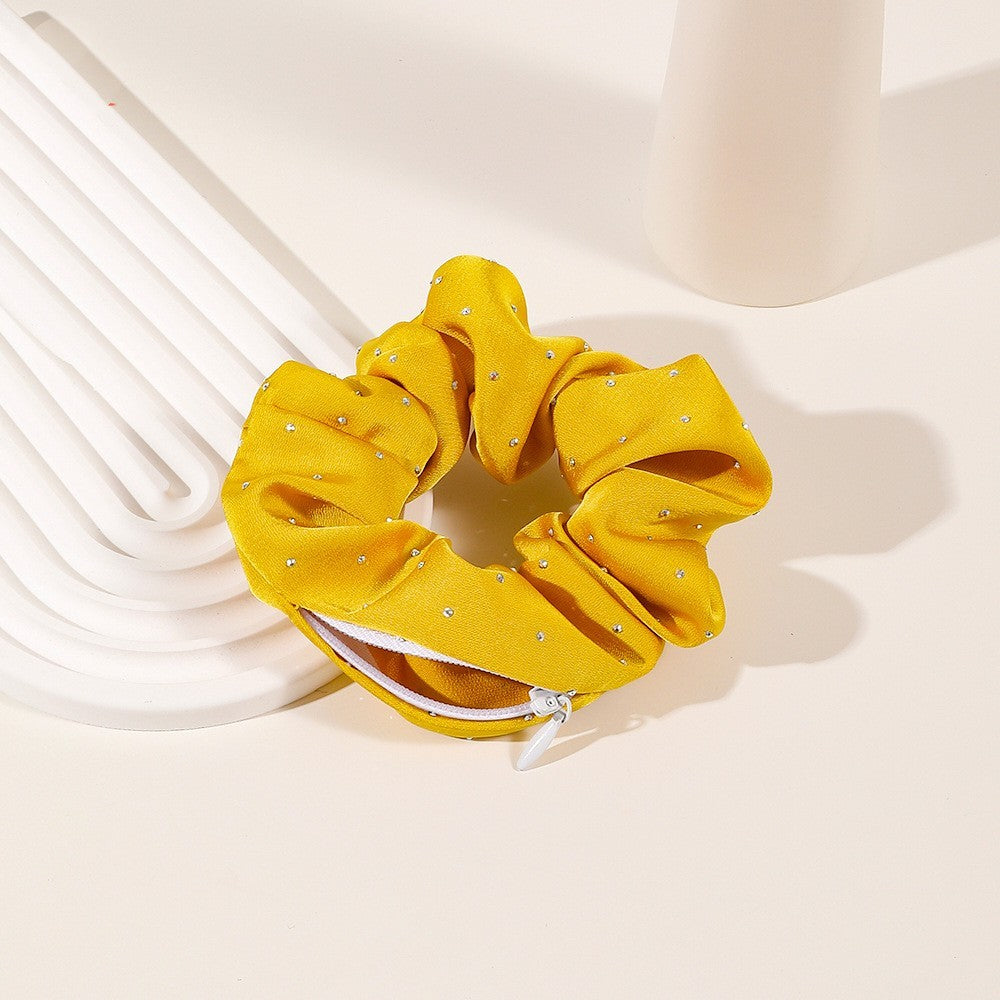 Solid Color Velvet Cloth Zipper Large Intestine Hair Ring