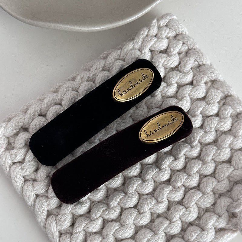 Vintage Gold Label Black Velvet Barrettes
