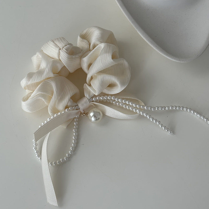 Pearl Bow Pleated High-grade French Style Temperament Lady Hair Ring
