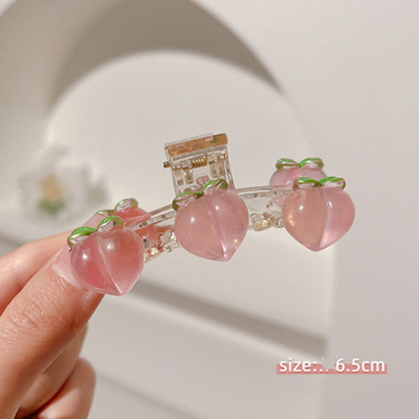 Transparent Peach Soft Girl Sweet Hair Shark Clip