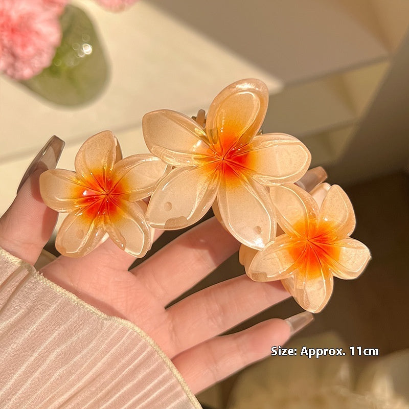 Three Flowers Plumeria Rubra Large Hair Clip Female