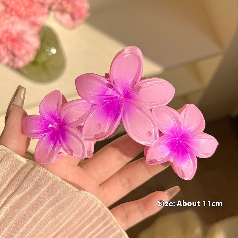 Three Flowers Plumeria Rubra Large Hair Clip Female