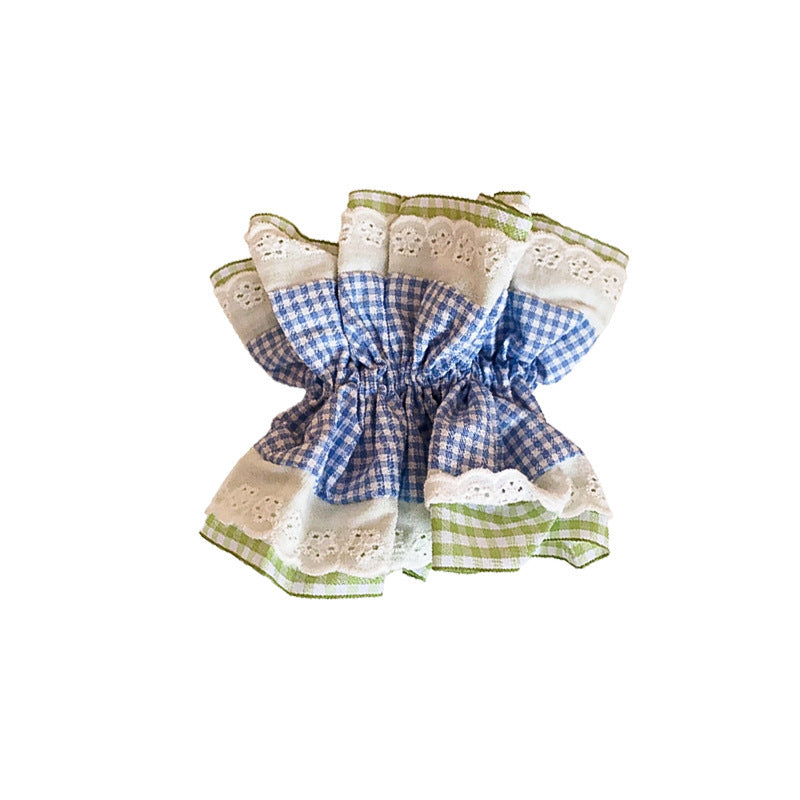 Mint Sea Salt Plaid Large Intestine Hair Ring Atmosphere