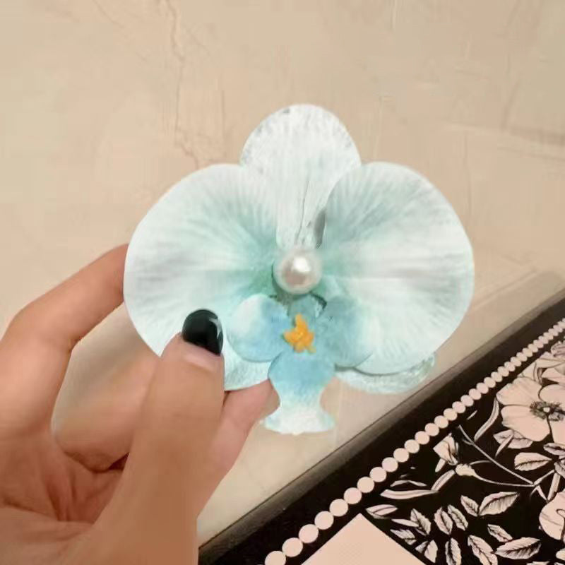 Korean Sweet Romantic Purple Phalaenopsis Flower Hairpin For Women Girls Trendy Hair Clip Claw 2024 New Barrettes Charm Headwear