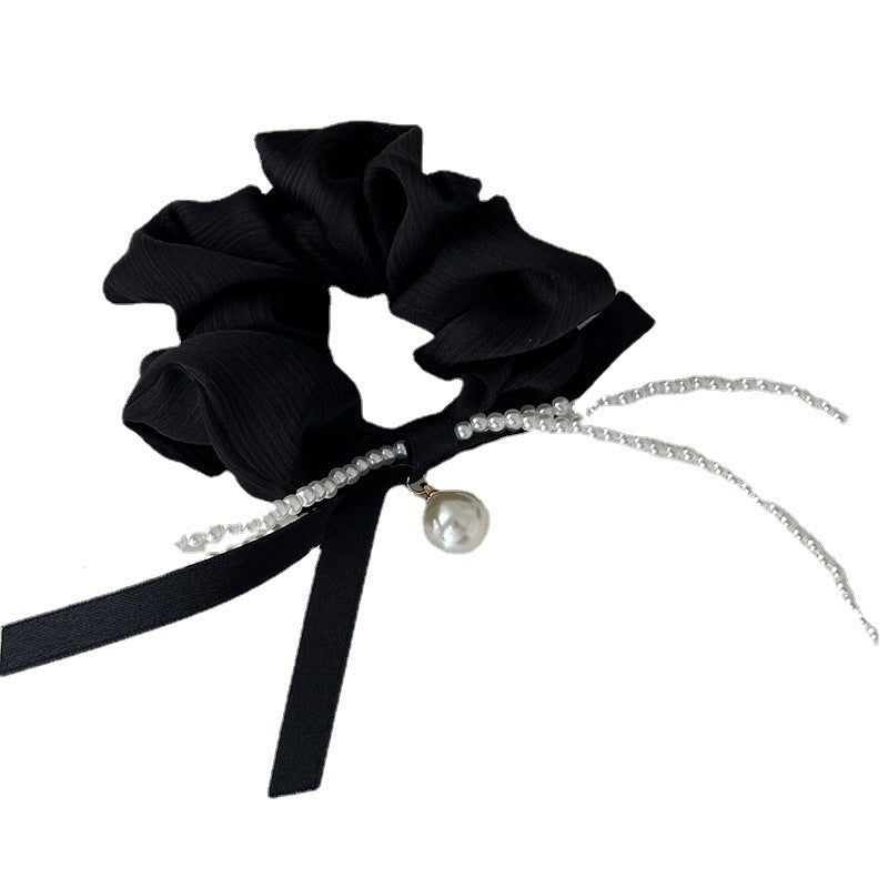 Pearl Bow Pleated High-grade French Style Temperament Lady Hair Ring