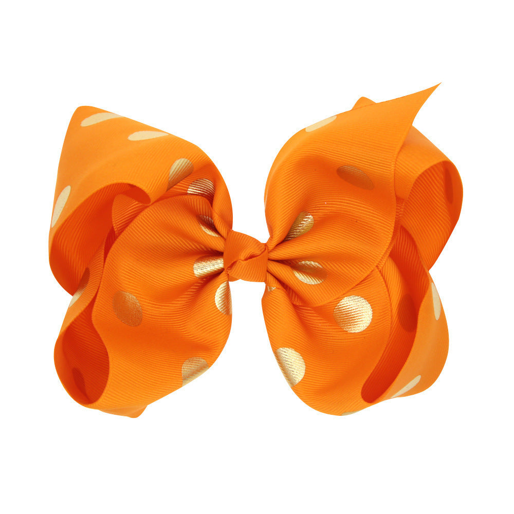 8 Inch Large Bronzing Dot Bow Hair Clip