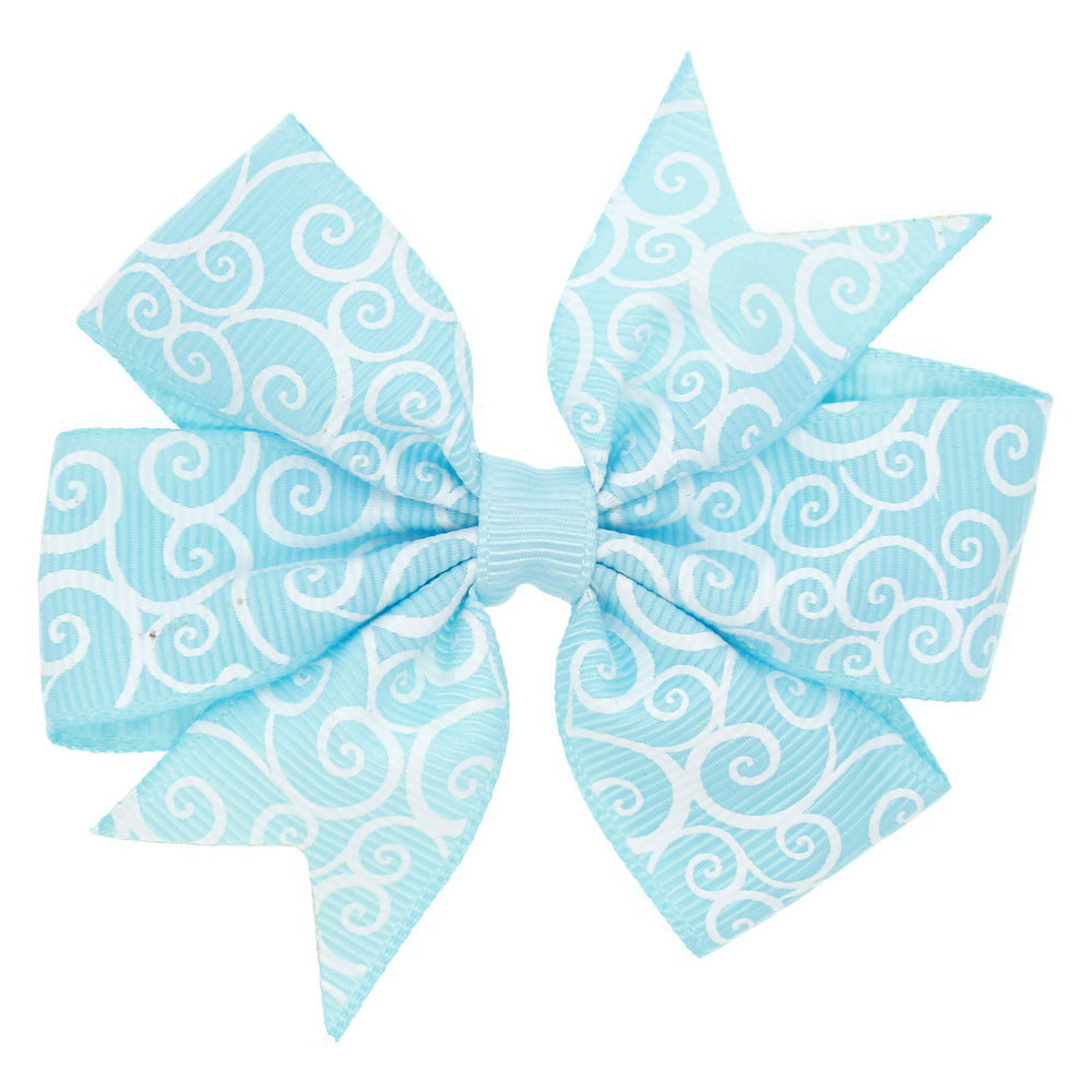 Children's Auspicious Cloud Print Swallowtail Bow Hair Clip